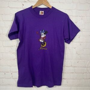 Vintage Minnie Mouse T Shirt Womens Size Large Purple Fruit Of The Loom